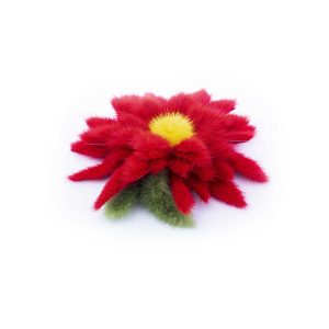 Spilla a fiore in visone rosso