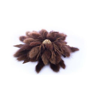 Spilla a fiore in visone castagna
