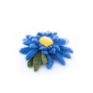Spilla a fiore in visone blu avio