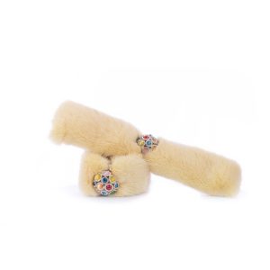 Polsi click clack visone giallo