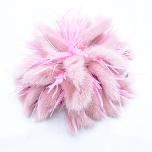 spilla piume e visone rosa 2